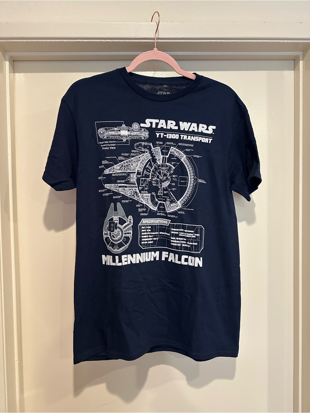 Star Wars Navy Millennium Falcon Blueprint Tee